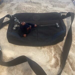 Kipling Black Crossbody Bag with Monkey Keychain